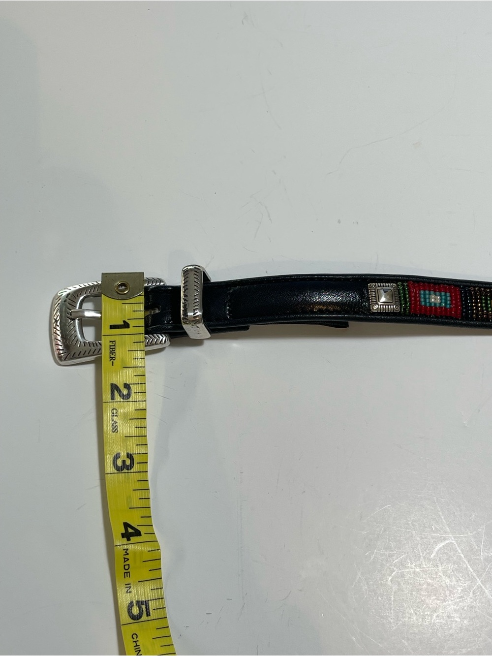 Brighton Black Leather Beaded Belt with Turquoise, Red & Silver Accents - Picture 10 of 13